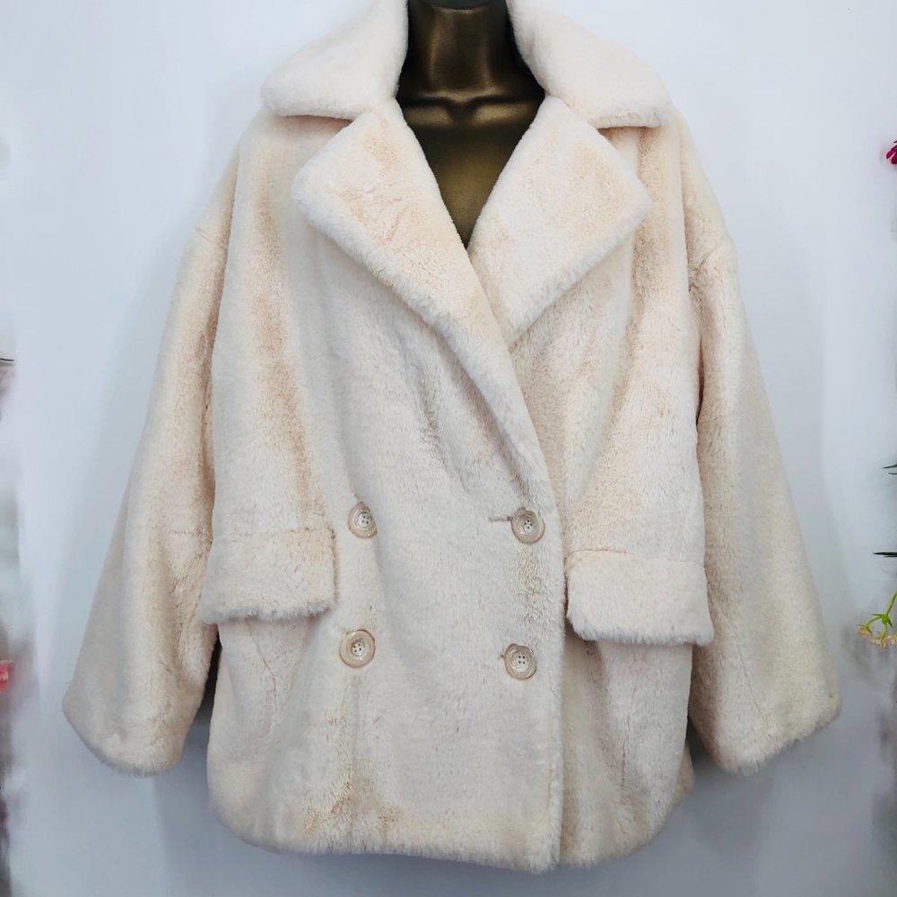 Free People cream faux fur jacket